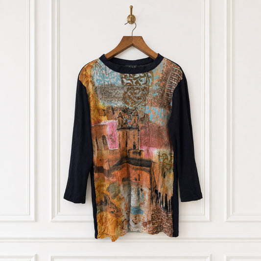 Abstract Print Wool Blend Tunic