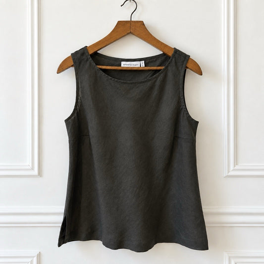 Vintage Olive Linen Bias Cut Top