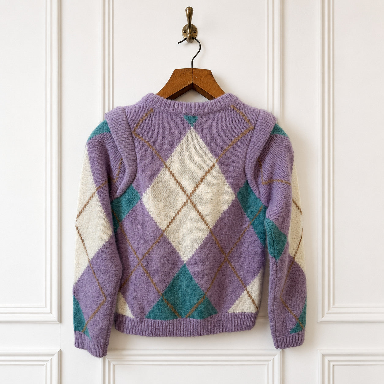 Lilac Argyle Alpaca Wool Jumper