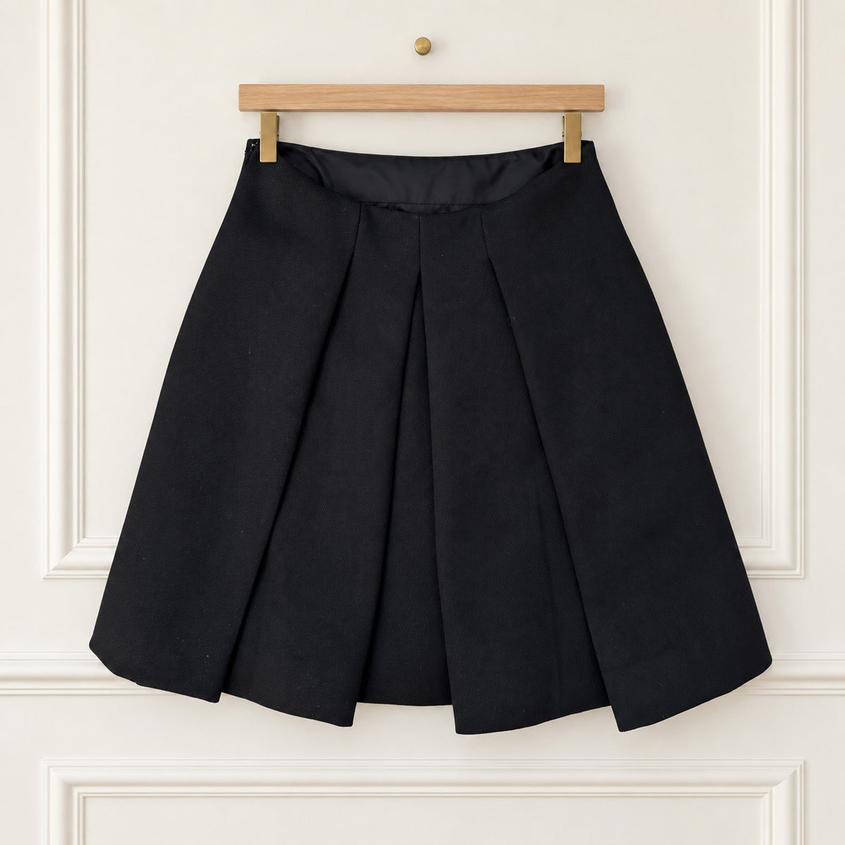 Black Wool Pleated Skirt