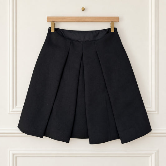 Black Wool Pleated Skirt