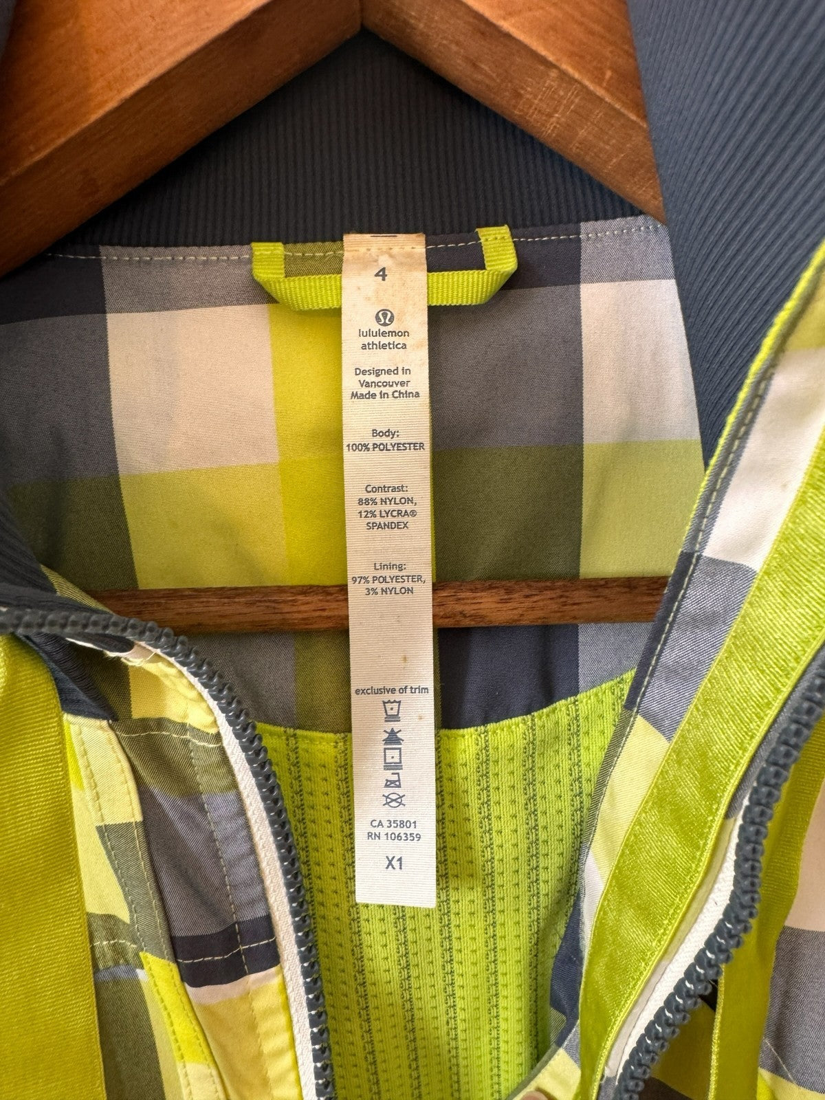 Chartreuse Plaid Hooded Jacket