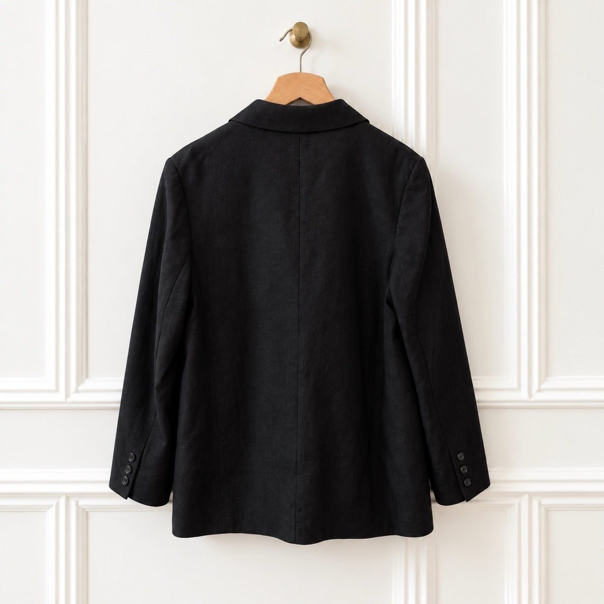 Black Linen Blend Tailored Blazer