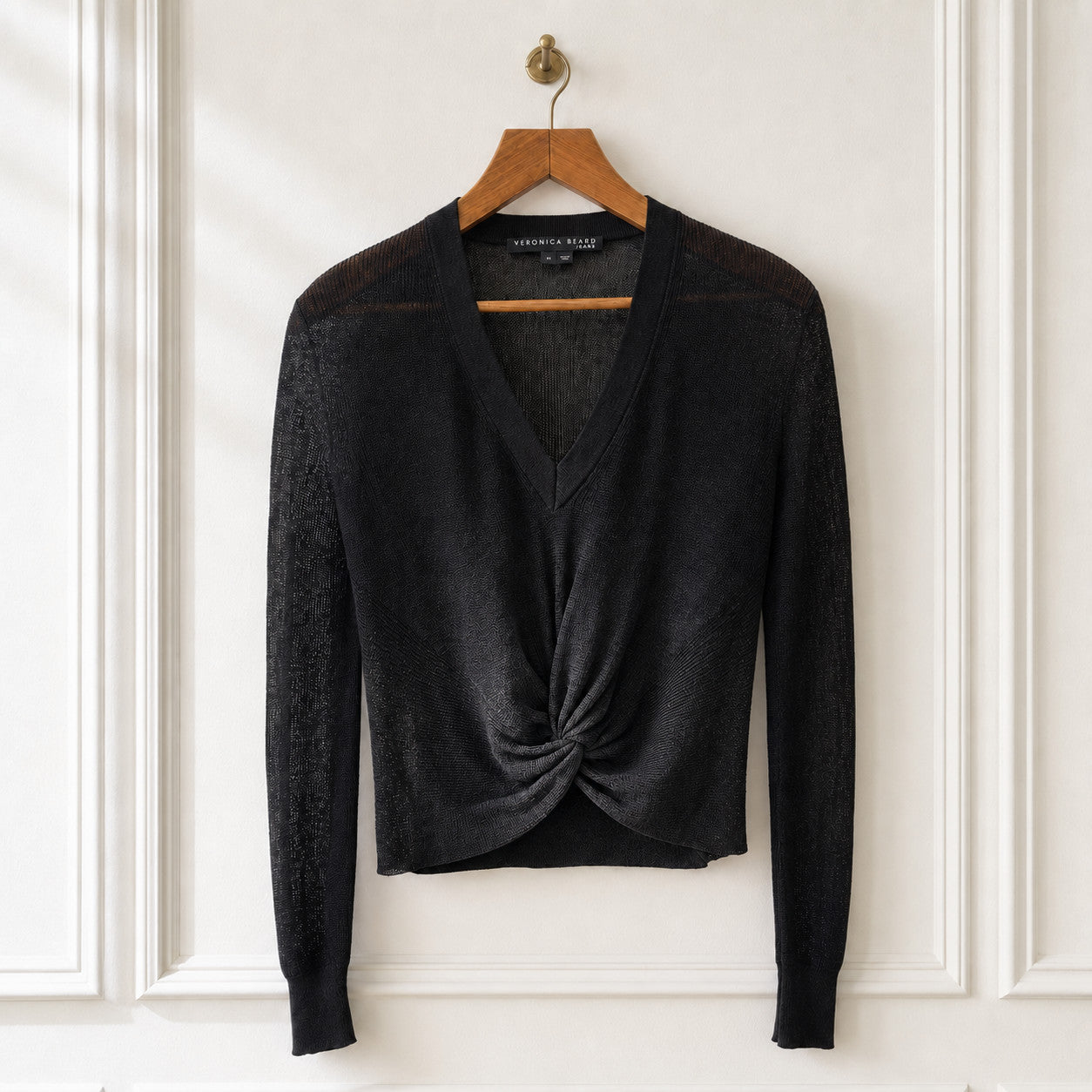 Black Twist Front Linen Blend Sweater