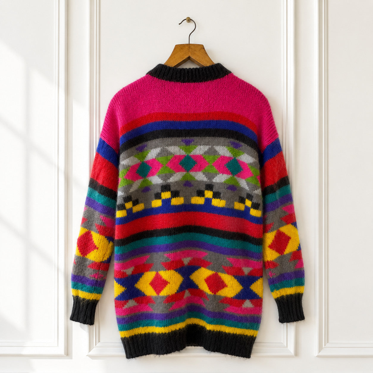 Vintage Geometric Mohair Blend Cardigan