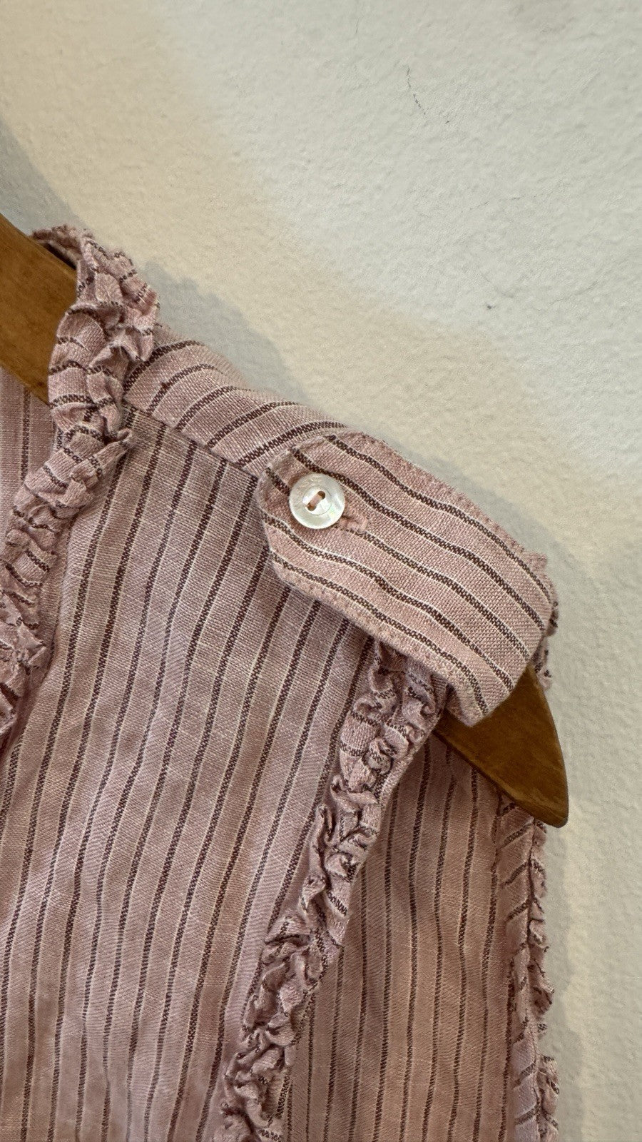 Pink Stripe Ruffle Sleeveless Top