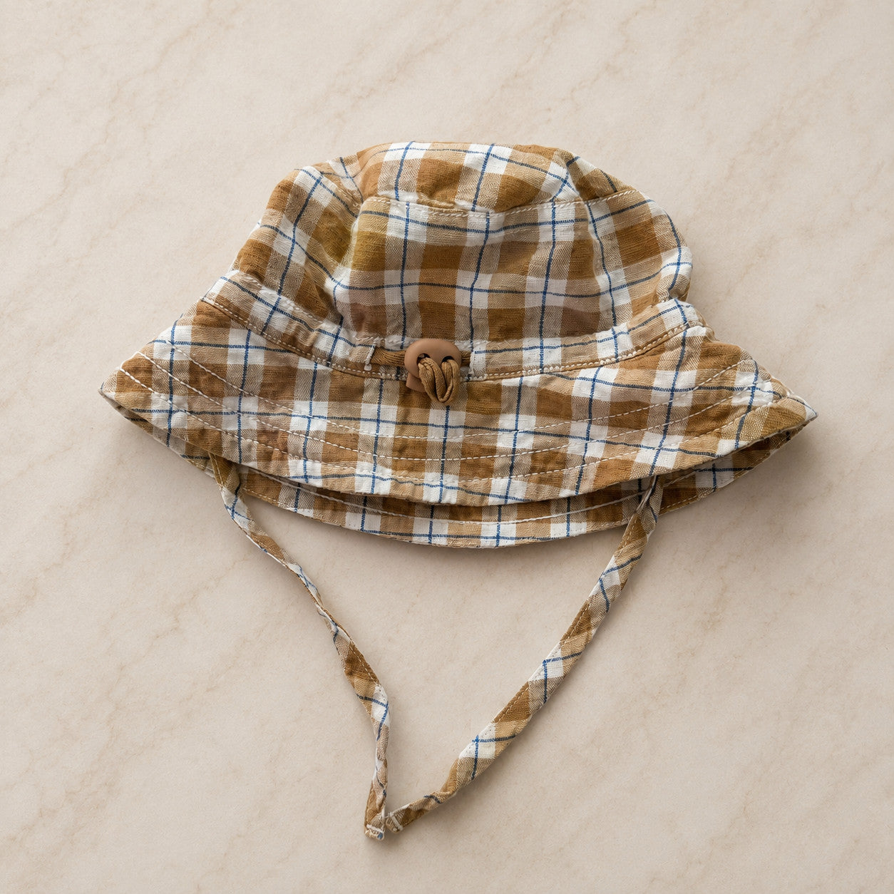 Organic Cotton Linen Check Sun Hat