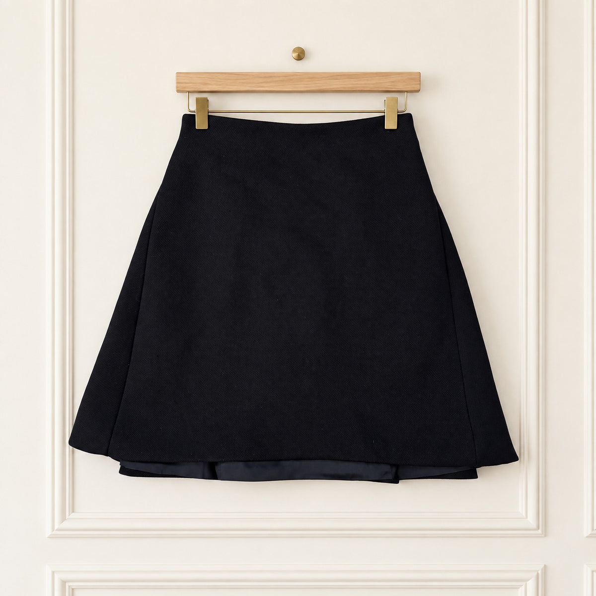 Black Wool Pleated Skirt