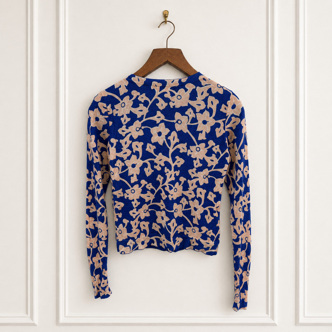 Blue Floral Silk Cashmere Cardigan