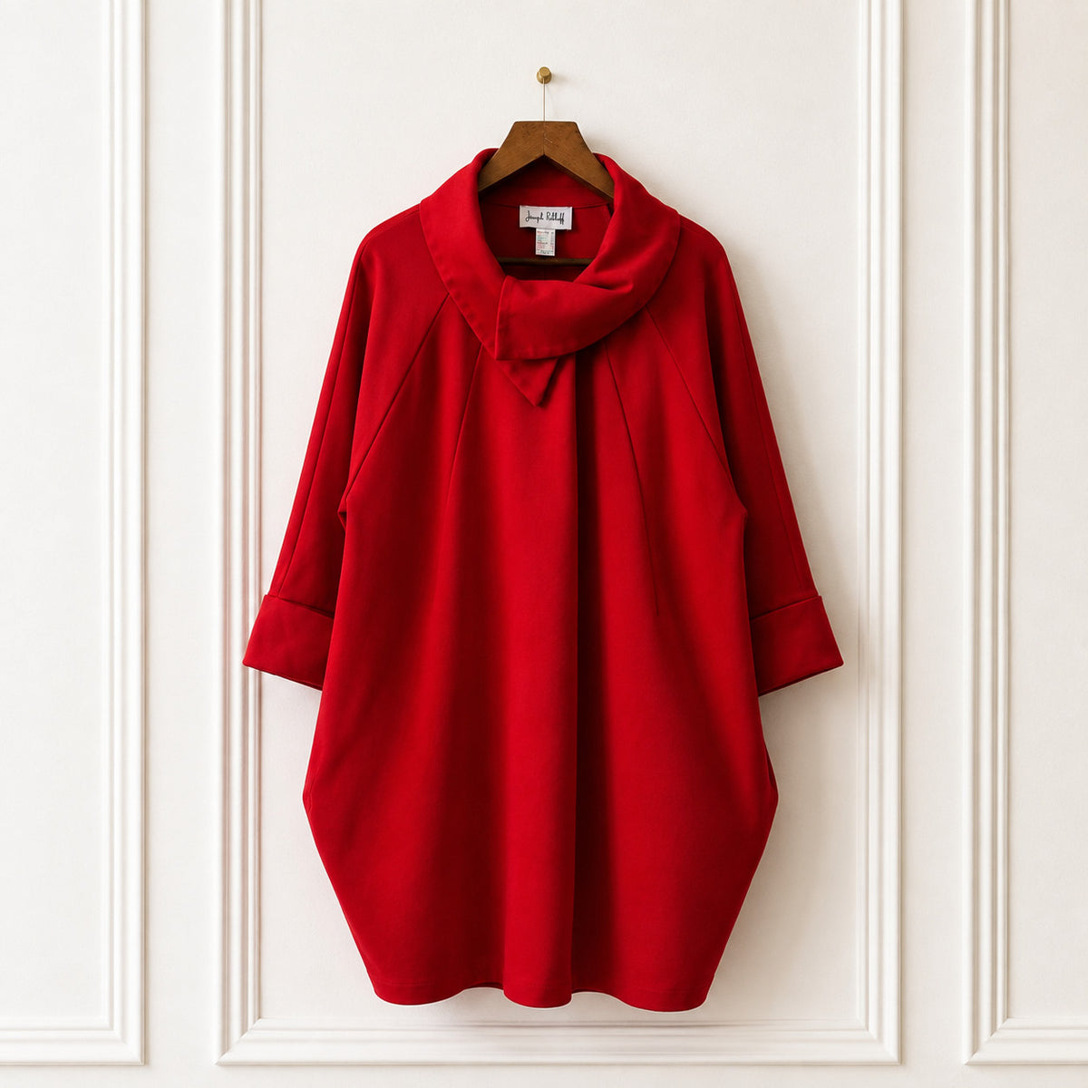 Red Jersey Cocoon Coat