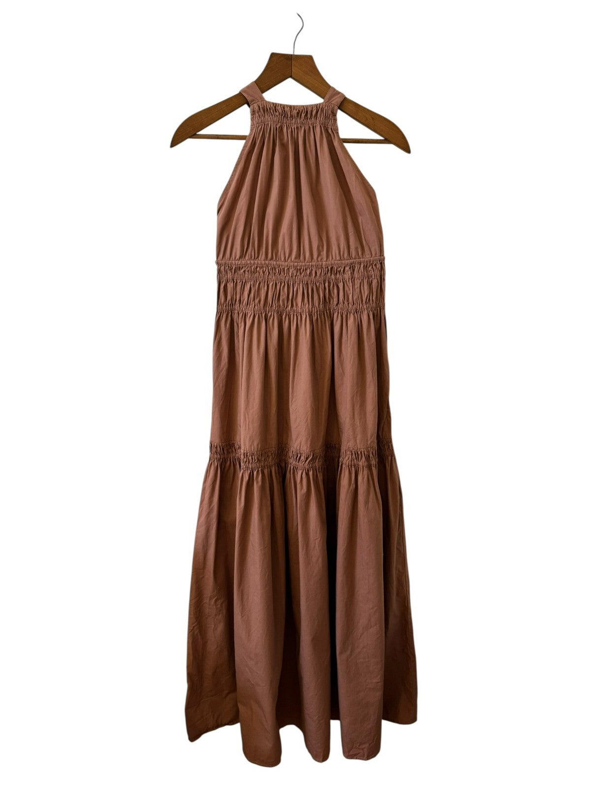 Cotton Shirred Tiered Maxi Dress