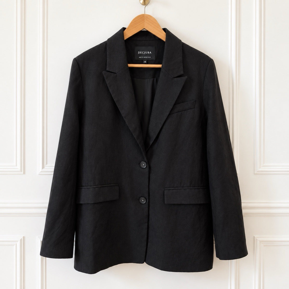 Black Linen Blend Tailored Blazer