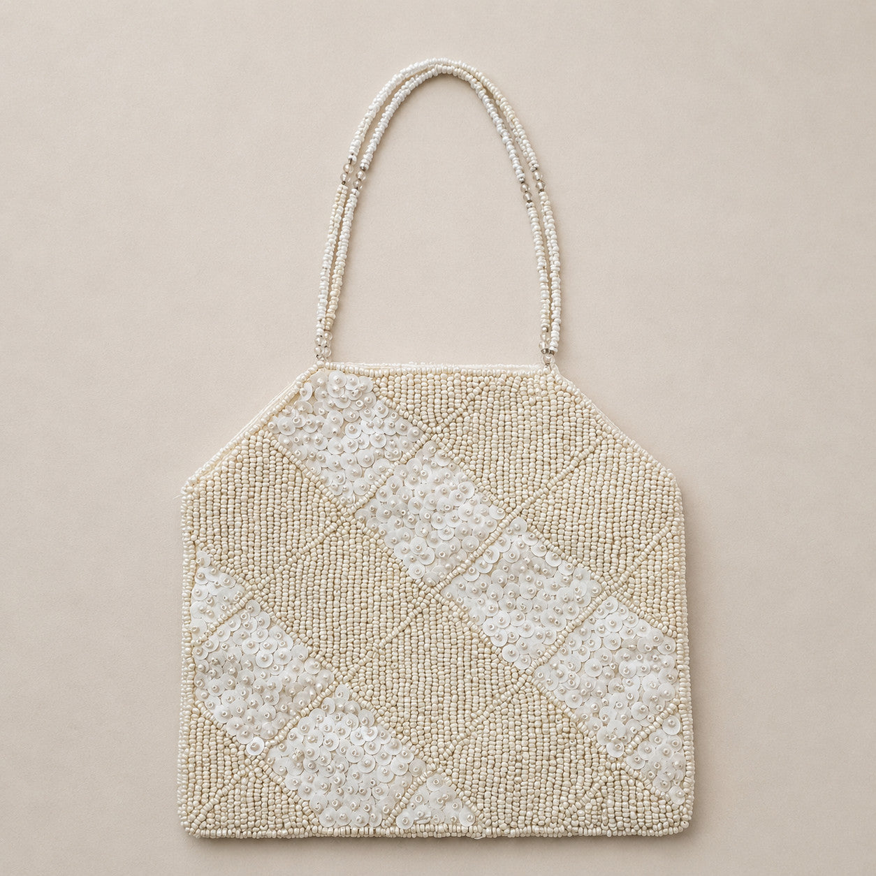 Vintage Ivory Beaded Evening Bag