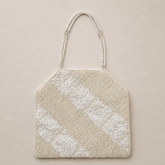 Vintage Ivory Beaded Evening Bag