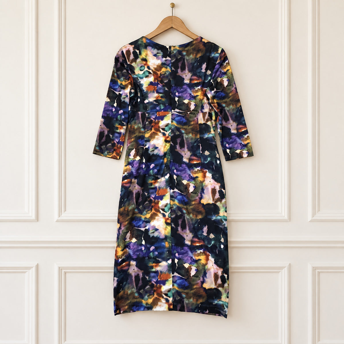 Watercolour Ruched Midi Dress