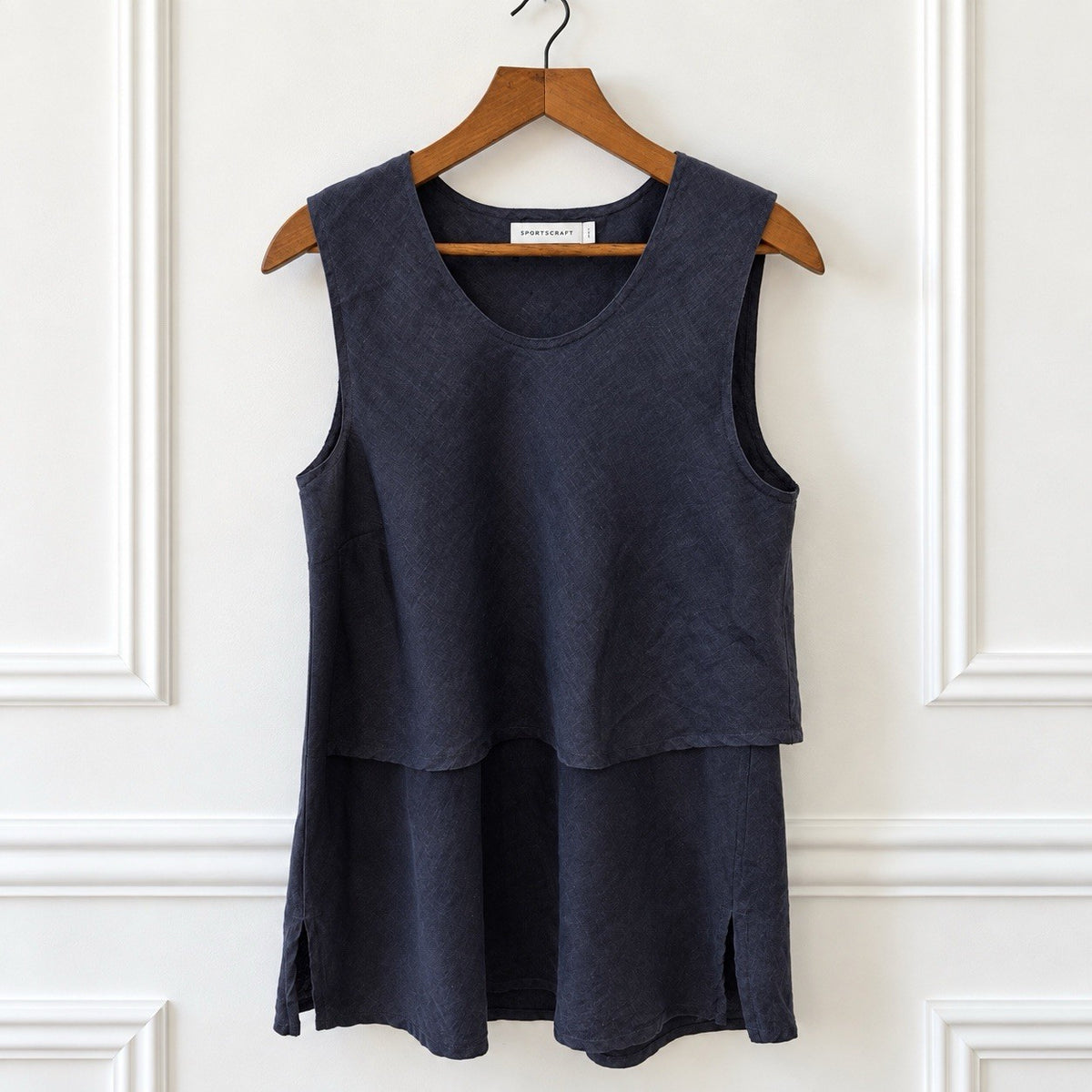 Steel Grey Linen Layered Tunic Top