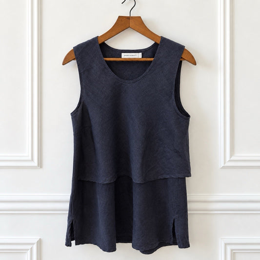 Steel Grey Linen Layered Tunic Top