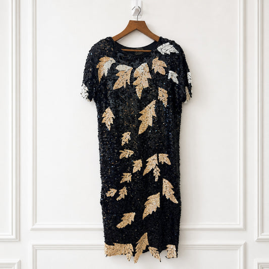Vintage Hand Embellished Sequin Evening Dress