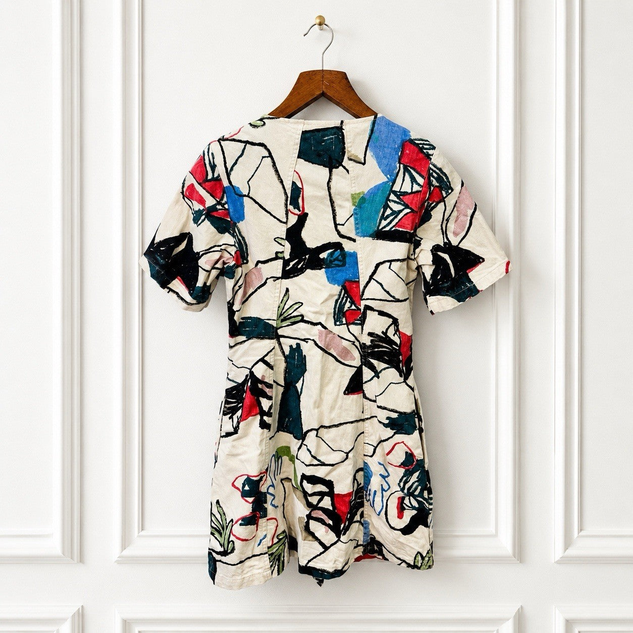 Artist Print Cotton Denim Dress