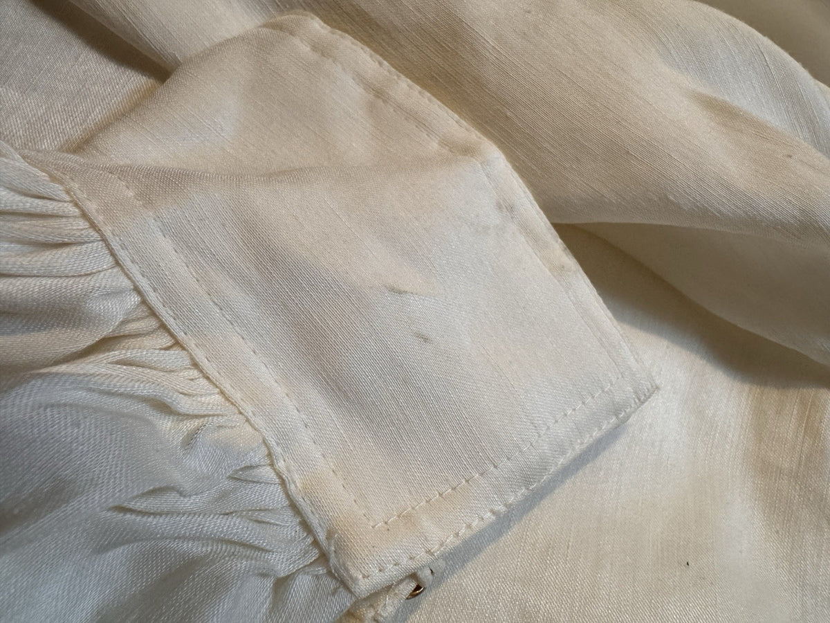 Ivory Linen Blend Puff Sleeve Crop Top
