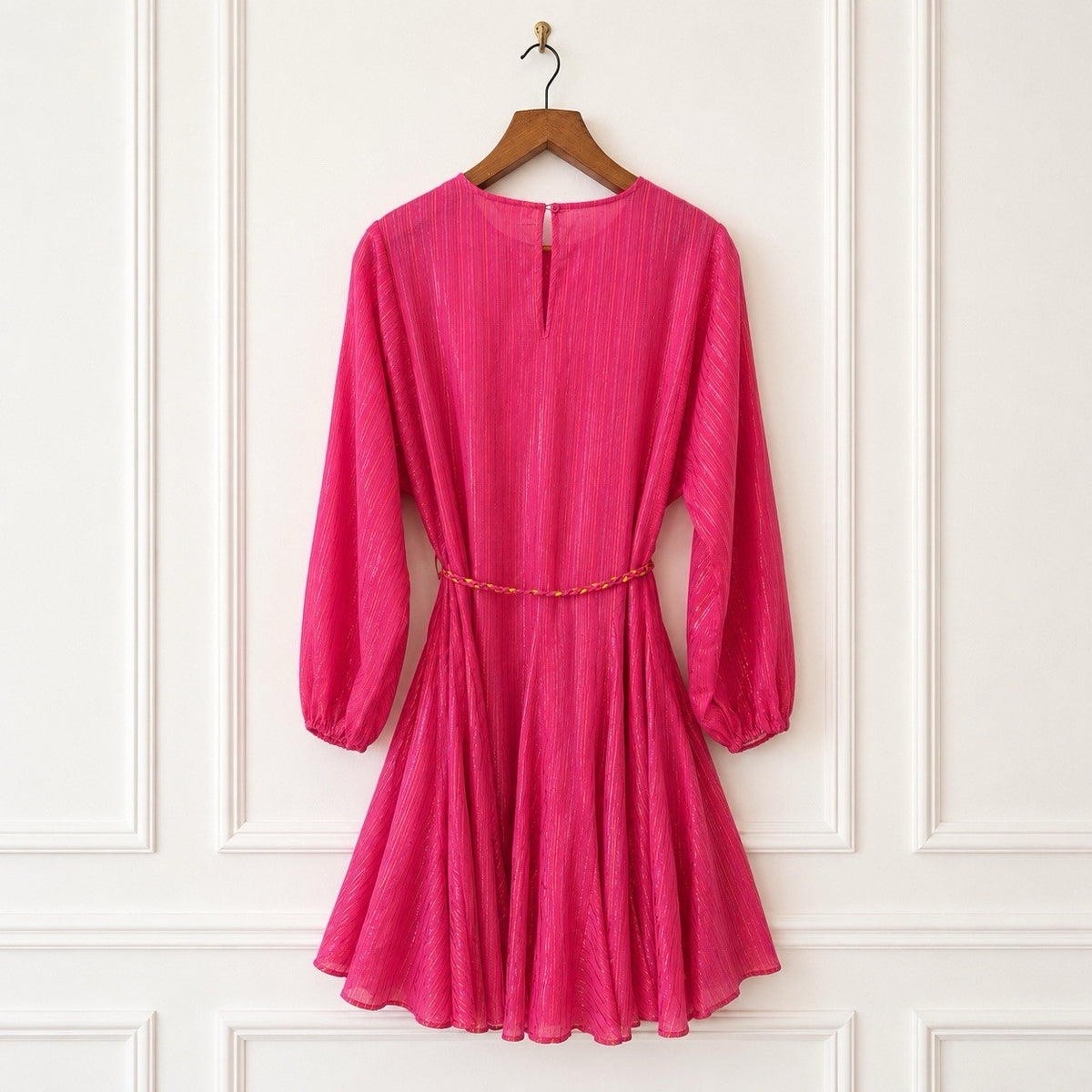 Pink Metallic Stripe Mini Dress