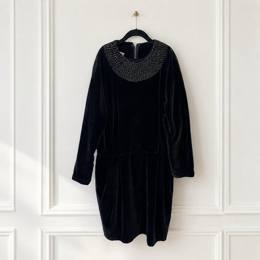 Vintage 1960s Black Velvet Cocktail Dress